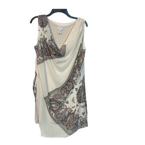 Soft Surroundings Boho Paisley Mandala Draped Sleeveless Ivory Top size Medium